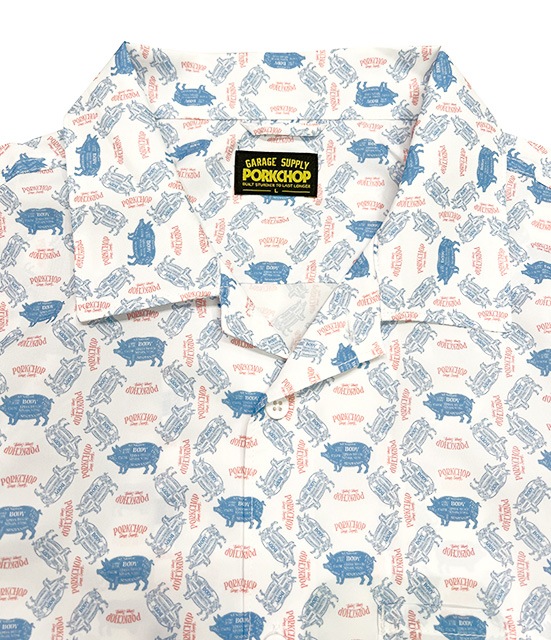 PORKCHOP GARAGE SUPPLY �ݡ�������å� ���졼�����ץ饤��PORK AOP SHIRT���ݡ��� ����ġ�Ⱦµ��WHITE �ۥ磻�ȡ�2025SS