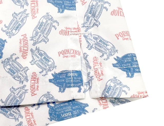 PORKCHOP GARAGE SUPPLY �ݡ�������å� ���졼�����ץ饤��PORK AOP SHIRT���ݡ��� ����ġ�Ⱦµ��WHITE �ۥ磻�ȡ�2025SS