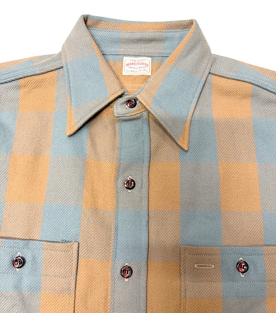 WAREHOUSE �������ϥ�����Lot 3104 FLANNEL SHIRTS A�� NON WASH��SAX ���å������ե��ͥ� ����ġ��Υ󥦥��å��塡�ͥ륷��ġ�2-SAX