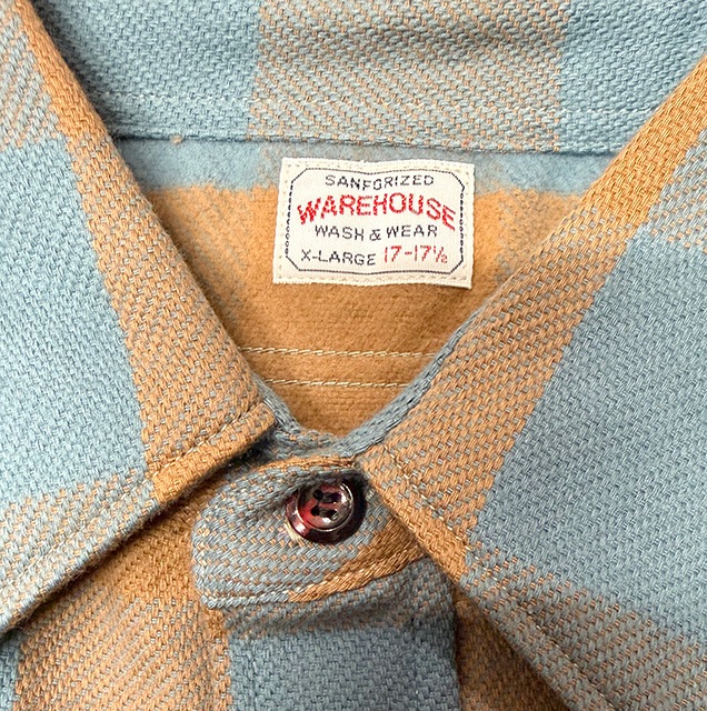 WAREHOUSE �������ϥ�����Lot 3104 FLANNEL SHIRTS A�� NON WASH��SAX ���å������ե��ͥ� ����ġ��Υ󥦥��å��塡�ͥ륷��ġ�2-SAX