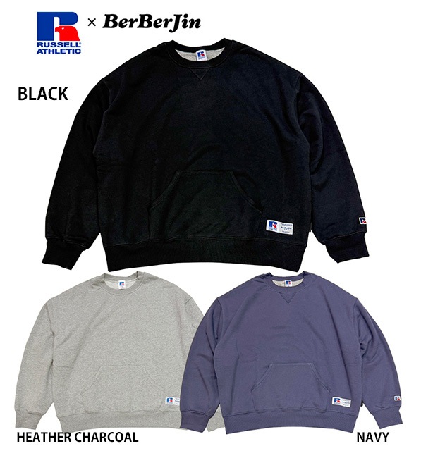 RUSSELL �� BerBerJin����å���ߥ٥�٥른��Nu Blend DOUBLE FACE CN SWEAT�����֥�ե������������åȡ�3����BLACK/NAVY/HEATHER CHARCOAL�˥����