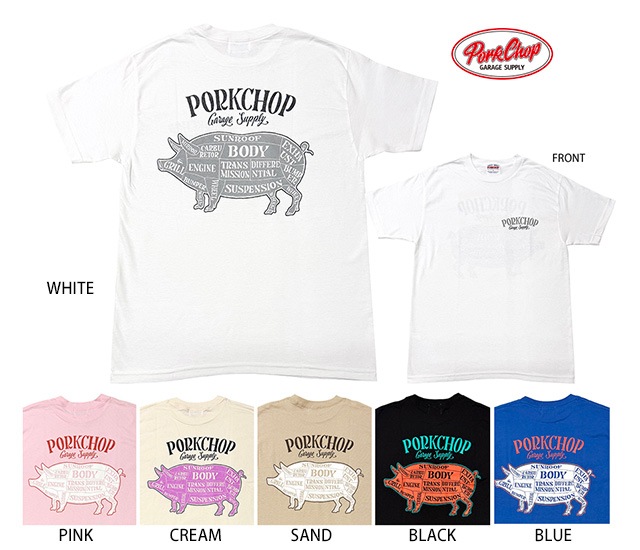PORKCHOP GARAGE SUPPLY �ݡ�������å� ���졼�����ץ饤��PORK BACK TEE �ݡ����Хå� T����ġ�Ⱦµ��6��(WHITE/BLACK/PINK/CREAM/SAND/BLUE)��2026SS
