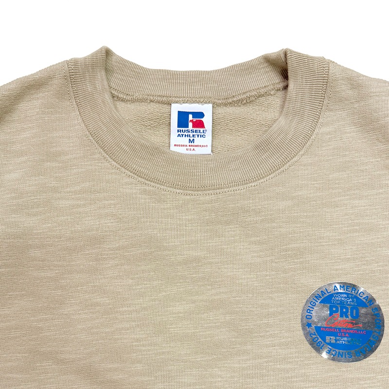 RUSSELL �� BerBerJin ��å���ߥ٥�٥른��Pro Cotton Slub Loopback Terry Brushed Elbow Patch Sweat �ץ����åȥ� ����� �롼�ץХå� �ƥ꡼ �֥�å���� ����ܡ��ѥå� �������åȡ�2��(BEIGE/PINK)�������