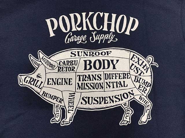 PORKCHOP GARAGE SUPPLY �ݡ�������å� ���졼�����ץ饤��PORK BACK L/S TEE���ݡ����Хå� ���󥰥��꡼�֡�Ĺµ��T����� 2����NAVY/WHITE��