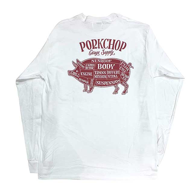 PORKCHOP GARAGE SUPPLY �ݡ�������å� ���졼�����ץ饤��PORK BACK L/S TEE���ݡ����Хå� ���󥰥��꡼�֡�Ĺµ��T����� 2����NAVY/WHITE��