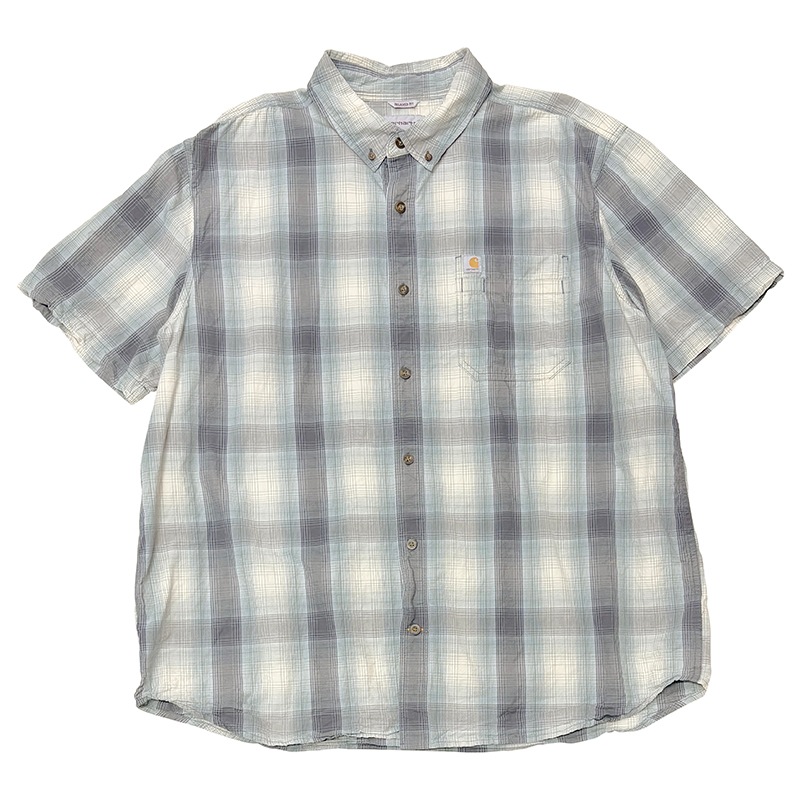 Carhartt �����ϡ��ȡ�S/S BD WORK SHIRTS ���硼�ȥ��꡼�� �ܥ�������� �������ġ������å�����col.LIGHT BLUE��size:2XL��RELAXED FIT ���å����ե��åȡ�COTTON100%����USED �桼���ɡۡ���šۡ�Ź�޻����Բġ�