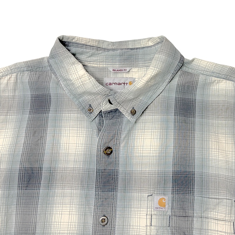 Carhartt �����ϡ��ȡ�S/S BD WORK SHIRTS ���硼�ȥ��꡼�� �ܥ�������� �������ġ������å�����col.LIGHT BLUE��size:2XL��RELAXED FIT ���å����ե��åȡ�COTTON100%����USED �桼���ɡۡ���šۡ�Ź�޻����Բġ�