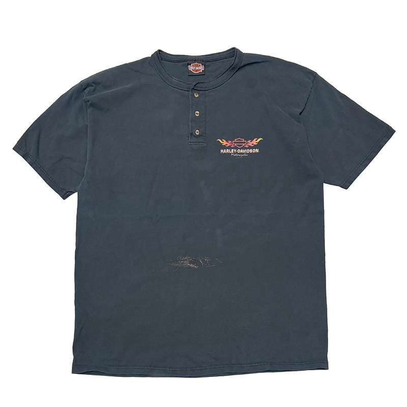 ��00��Harley-Davidson �ϡ��졼���ӥåɥ��� S/S HENLEY NECK T-SHIRTS ���硼�ȥ��꡼�� �إ�꡼�ͥå� T����ġ�col:BLACK��size:ɽ���ʤ�(2XL����)����USED �桼���ɡۡ���šۡ�Ź�޻����Բġ�