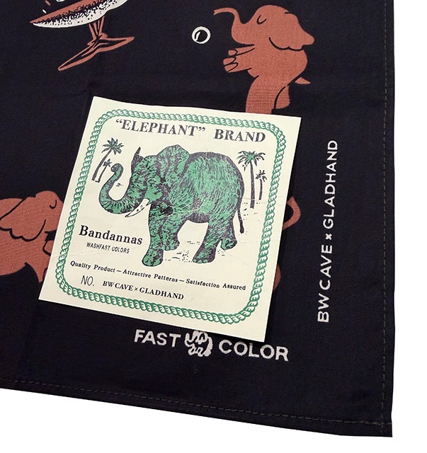 BW CAVE �� GLAD HAND ����åɥϥ�ɡ�Pink Elephants��Bandana���Х���ʡ�BLACK �֥�å���Elephant Brand