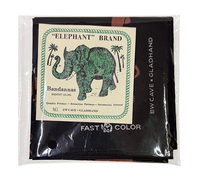 BW CAVE �� GLAD HAND ����åɥϥ�ɡ�Pink Elephants��Bandana���Х���ʡ�BLACK �֥�å���Elephant Brand