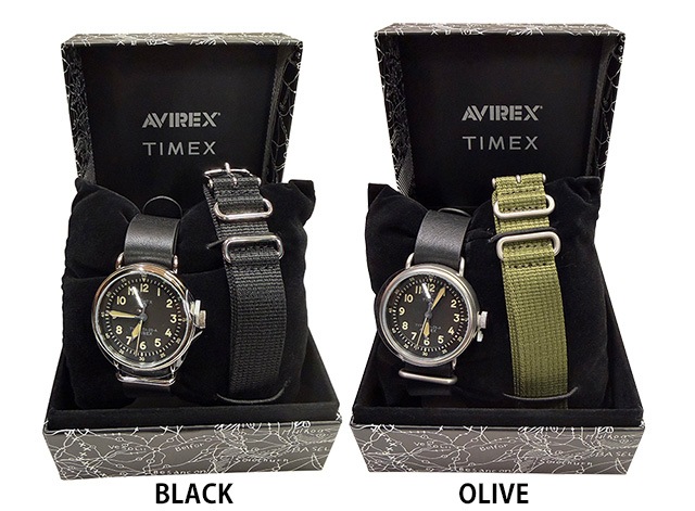 TIMEX �� AVIREX ������å��� �� ��������å�����TYPE-25A 2����BLACK/OLIVE���ӻ��ס��ߥ꥿�꡼�����å����Ѥ��٥�ȡ�AVIREX 50��ǯ��ǰ��50th�������ǥ�