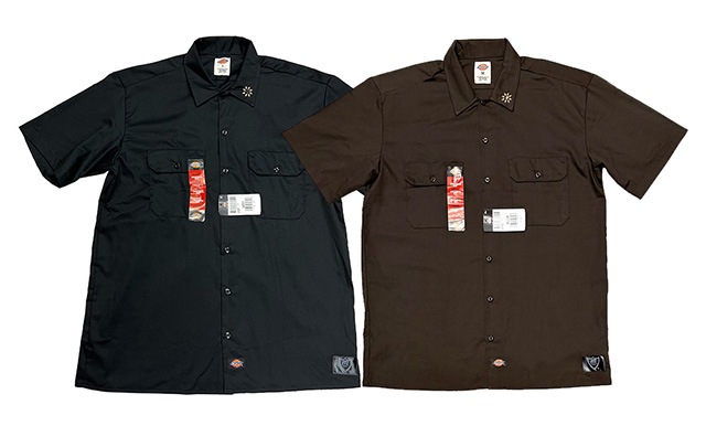 ��SALE 20%OFF��HTC �� Dickies �������ƥ������� �� �ǥ��å�������S/S WORK SHIRTS ���硼�ȥ��꡼�� �������ġ������å��դ���Dickies1574��2��(BLACK(SHIELD)/BROWN(FLOWER))��