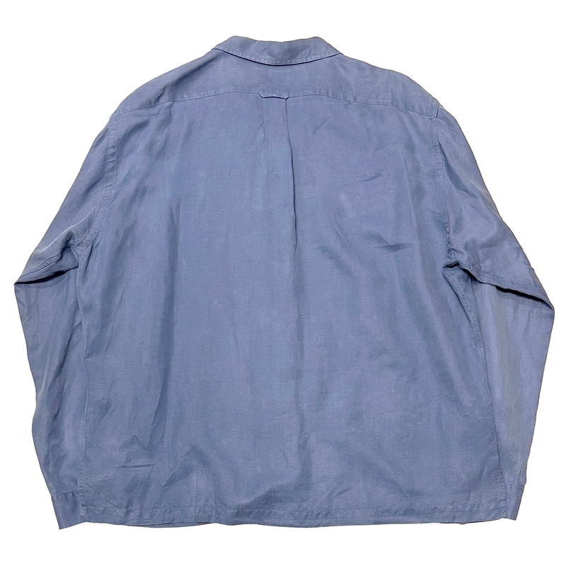 90s��Polo by Ralph Lauren �ݥ� ���ե������LINEN SILK OPEN COLLAR SHIRT ���󥰥��꡼�� ��ͥ� ���륯 ����� ��col.BLUE��size:XXL ��VINTAGE �ӥ�ơ����ۡ���šۡ�Ź�޻����Բġ�