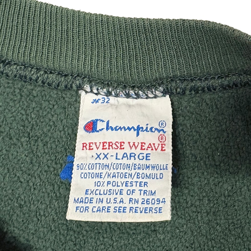 ��BORO�� 90s��Champion �����ԥ���REVERSE WEAVE CREW NECK SWEAT SHIRTS ��С����������� ���롼�ͥå� �������å� ����ġ����ݥ���ȡ�col:GREEN��size:XX-LARGE���ɽ�������Made in U.S.A.����VINTAGE ������ơ����ۡ���šۡ�Ź�޻����Բġ�