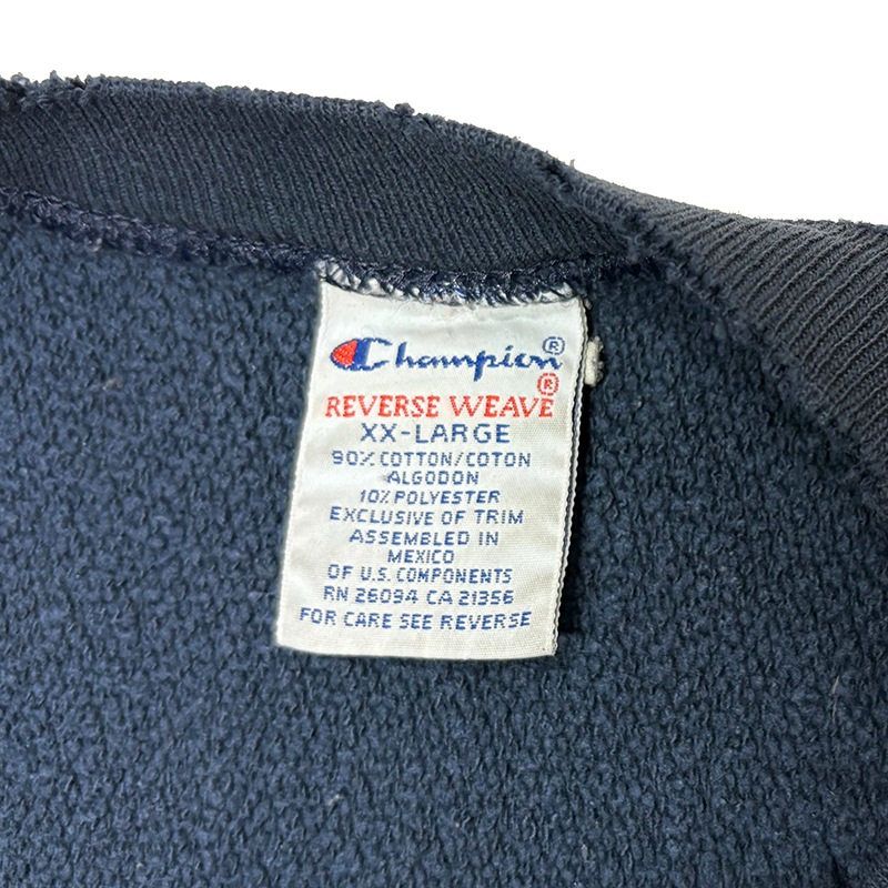 ��BORO�� 90s��Champion �����ԥ���REVERSE WEAVE CREW NECK SWEAT SHIRTS ��С����������� ���롼�ͥå� �������å� ����ġ����ݥ���ȡ�col:NAVY��size:XX-LARGE���ɽ���������VINTAGE ������ơ����ۡ���šۡ�Ź�޻����Բġ�