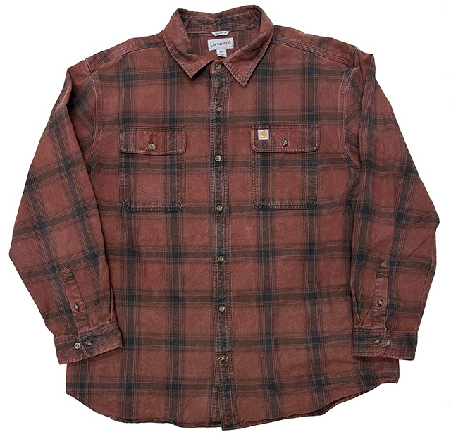 ��SALE 20%OFF�� Carhartt �����ϡ��ȡ�WORK SHIRTS �������ġ������å�����col.RED��size:2XL-Regular��COTTON100%��BIG SIZE��USED �桼���ɡۡ���šۡ�Ź�޻����Բġ�