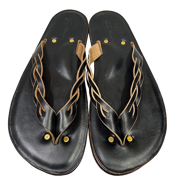 ŹLIGHT MARKER Foot wear 饤ȥޡTHREE BRAID BEACH SANDAL 쥶 ӡ 롡BLACKM/L/LLϥɥᥤɡȥ󥰥롡쥶롡KUBIKI LEATHERLEFT HAND