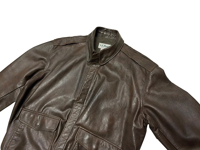 L.L.BEAN ���륨��ӡ���A-2 TYPE FLIGHT JACKET A-2������ �ե饤�ȥ��㥱�åȡ��쥶�����㥱�åȡ��ץ����col.BROWN��size:XL-TALL��TALON���åѡ���MADE IN U.S.A.������ꥫ������OLD ������ɡۡ���š�
