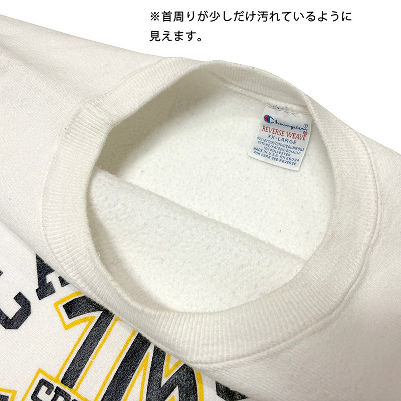 90s��Champion �����ԥ���REVERSE WEAVE CREW NECK SWEAT SHIRTS ��С����������� ���롼�ͥå� �������å� ����ġ��ץ��ȡ�col: WHITE��size:XX-LARGE��CARLETON��ء��ɽ�������Made in U.S.A.����VINTAGE ������ơ����ۡ���šۡ�Ź�޻����Բġ�
