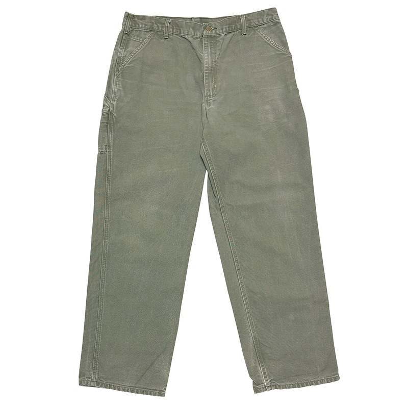 ��good fade!�� Carhartt �����ϡ��ȡ�Single Knee Painter Pants ���󥰥�ˡ� �ڥ��󥿡��ѥ�ġ�col.OLIVE��size:W38��L34ɽ�������å����ϡ�COTTON100% ����USED �桼���ɡۡ���šۡ�Ź�޻����Բġ�