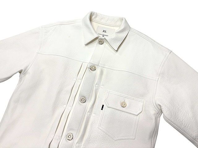 BAA COSTUME MFG.��DEERSKIN 1st MODEL JACKET ��HUNTER�� WHITE �ǥ��������� �ե������ȥ�ǥ롡�쥶�����㥱�åȡ��ۥ磻�ȡ�XL��������BOW & ARROW