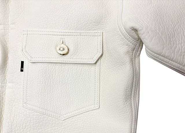 BAA COSTUME MFG.��DEERSKIN 1st MODEL JACKET ��HUNTER�� WHITE �ǥ��������� �ե������ȥ�ǥ롡�쥶�����㥱�åȡ��ۥ磻�ȡ�XL��������BOW & ARROW