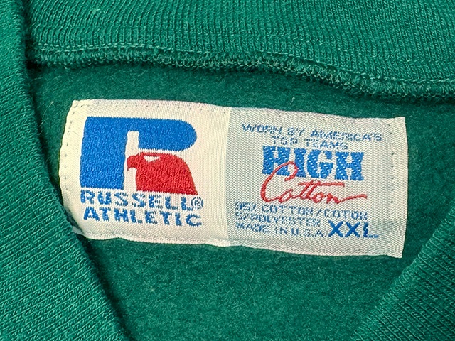 ��SALE 30%OFF�� 90s��RUSSELL ATHLETIC ��å��� ��������å���HIGH COTTON �ϥ����åȥ�SNAP SWEAT CARDIGAN ���ʥå� �������å� �����ǥ�����col:GREEN��GRAY��size:XXL��̵�ϡ�Made in USA������ꥫ����BIG SIZE ��VINTAGE ������ơ����ۡ���šۡ�Ź�޻����Բġ�