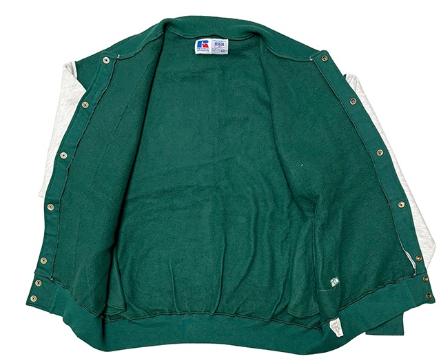 ��SALE 30%OFF�� 90s��RUSSELL ATHLETIC ��å��� ��������å���HIGH COTTON �ϥ����åȥ�SNAP SWEAT CARDIGAN ���ʥå� �������å� �����ǥ�����col:GREEN��GRAY��size:XXL��̵�ϡ�Made in USA������ꥫ����BIG SIZE ��VINTAGE ������ơ����ۡ���šۡ�Ź�޻����Բġ�