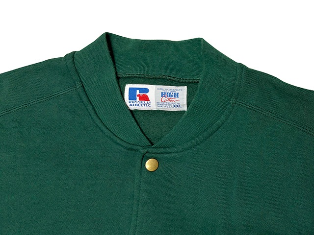 ��SALE 30%OFF�� 90s��RUSSELL ATHLETIC ��å��� ��������å���HIGH COTTON �ϥ����åȥ�SNAP SWEAT CARDIGAN ���ʥå� �������å� �����ǥ�����col:GREEN��GRAY��size:XXL��̵�ϡ�Made in USA������ꥫ����BIG SIZE ��VINTAGE ������ơ����ۡ���šۡ�Ź�޻����Բġ�