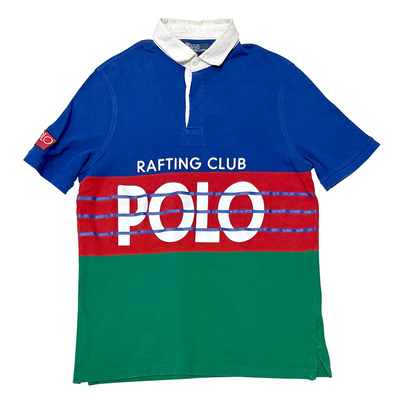 90s��Polo by Ralph Lauren �ݥ� ���ե������-POLO HI TECH- �ݥ��ϥ��ƥå���S/S RUGBY SHIRT Ⱦµ �饬������ġ�size:M ��VINTAGE �ӥ�ơ����ۡ���šۡ�Ź�޻����Բġ�
