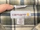 ��SALE 30%OFF�� Carhartt �����ϡ��ȡ�WORK SHIRTS �������ġ������å�����col.GREEN��size:2XL-TALL��COTTON100%��BIG SIZE��USED �桼���ɡۡ���šۡ�Ź�޻����Բġ�