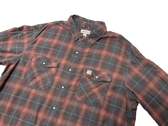 ��SALE 30%OFF�� Carhartt �����ϡ��ȡ�WORK SHIRTS �������ġ����ʥåץܥ��󡡥����å�����col.RED��size:2XL-Regular��COTTON100%��BIG SIZE��USED �桼���ɡۡ���šۡ�Ź�޻����Բġ�