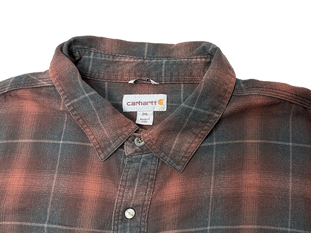 ��SALE 30%OFF�� Carhartt �����ϡ��ȡ�WORK SHIRTS �������ġ����ʥåץܥ��󡡥����å�����col.RED��size:2XL-Regular��COTTON100%��BIG SIZE��USED �桼���ɡۡ���šۡ�Ź�޻����Բġ�