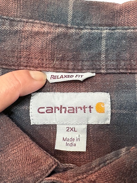 ��SALE 30%OFF�� Carhartt �����ϡ��ȡ�WORK SHIRTS �������ġ����ʥåץܥ��󡡥����å�����col.RED��size:2XL-Regular��COTTON100%��BIG SIZE��USED �桼���ɡۡ���šۡ�Ź�޻����Բġ�