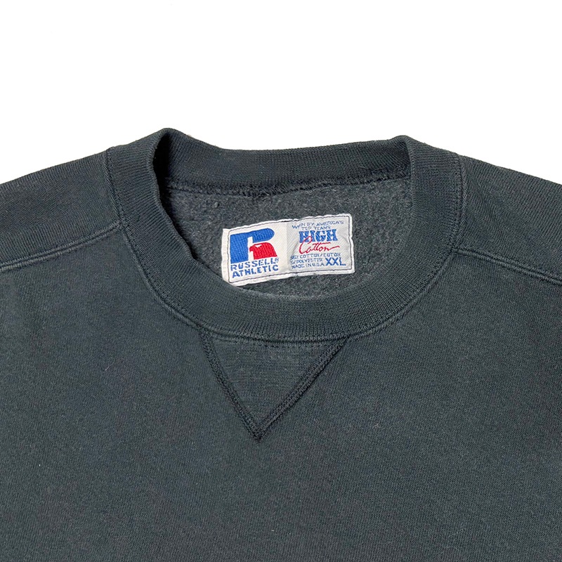 90s��RUSSELL ATHLETIC ��å��� ��������å���HIGH COTTON �ϥ����åȥ�CREW NECK SWEAT ���롼�ͥå� �������åȡ�̵�ϡ�col:BLACK��size:XXL��Made in U.S.A.��BIG SIZE����VINTAGE �ӥ�ơ����ۡ���šۡ�Ź�޻����Բġ�