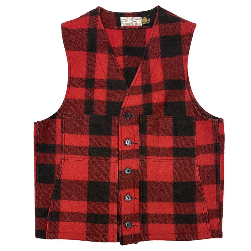 FILSON �ե��륽��MACKINAW WOOL VEST �ޥå��Ρ� ������ �٥��ȡ�col:RED��size:ɽ���ʤ�(M����)��100�� VIRGIN WOOL����USED �桼���ɡۡ���š�