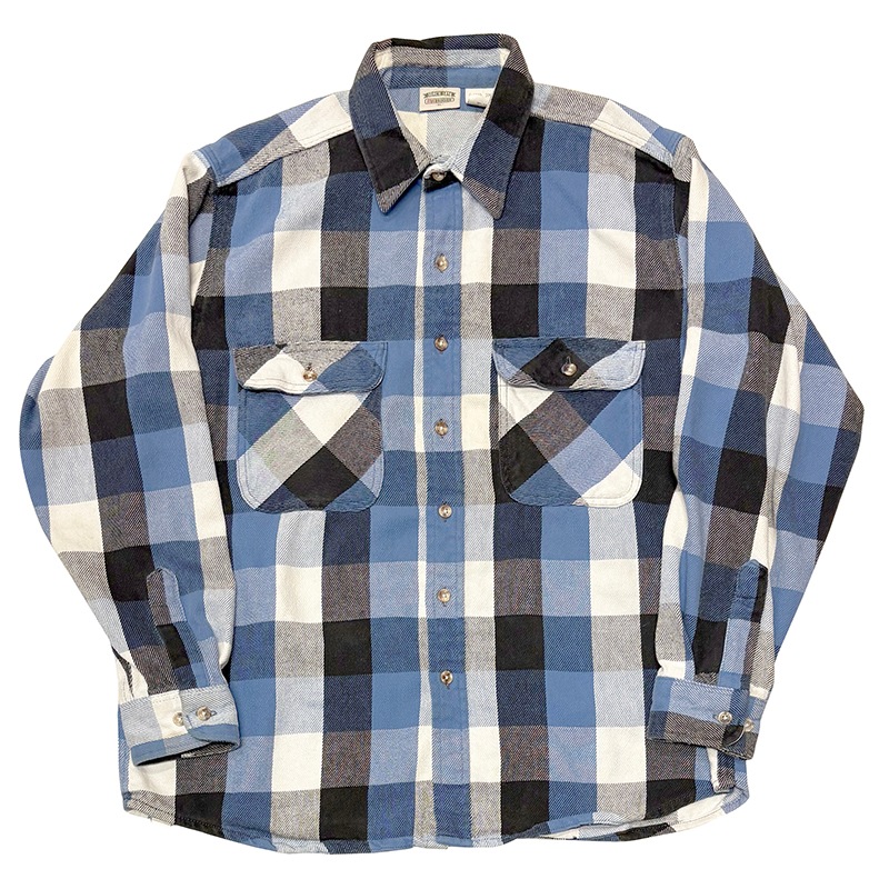 90s��FIVE BROTHER �ե����֥֥饶����L/S Flannel Shirt ���󥰥��꡼�� �ե��ͥ� ����ġ��֥��å������å�����col:BLUE��BLACK��size:XL ��VINTAGE ������ơ����ۡ���šۡ�Ź�޻����Բġ�