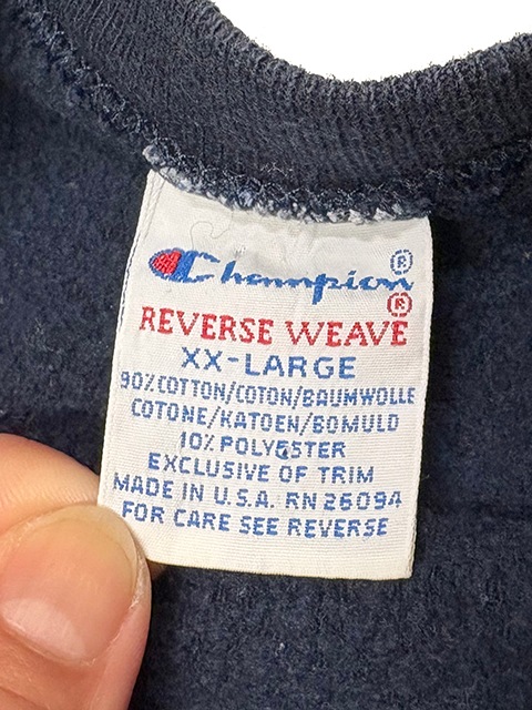 ��SALE 20%OFF�� 90s��Champion �����ԥ���REVERSE WEAVE CREW NECK SWEAT SHIRTS ��С����������� ���롼�ͥå� �������å� ����ġ�col:NAVY��size:XX-LARGE��BLACKSBURG���ɽ�������MADE IN U.S.A. ����ꥫ����BIG SIZE ��VINTAGE ������ơ����ۡ���šۡ�Ź�޻����Բġ�