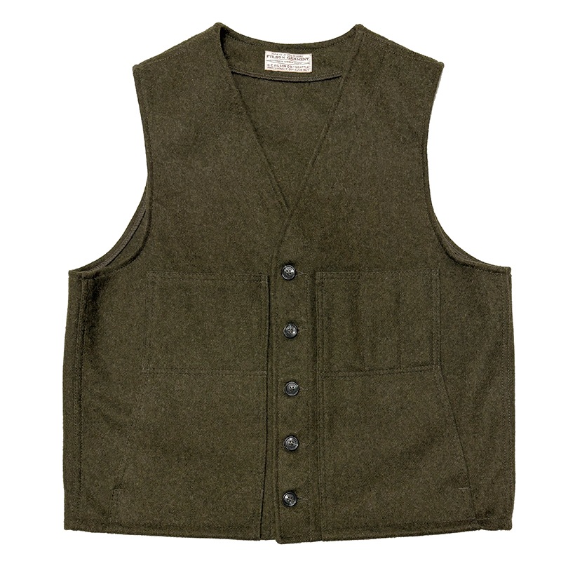 FILSON �ե��륽��MACKINAW WOOL VEST �ޥå��Ρ� ������ �٥��ȡ�col:OLIVE��size:ɽ���ʤ�(L����)��100�� VIRGIN WOOL����USED �桼���ɡۡ���š�