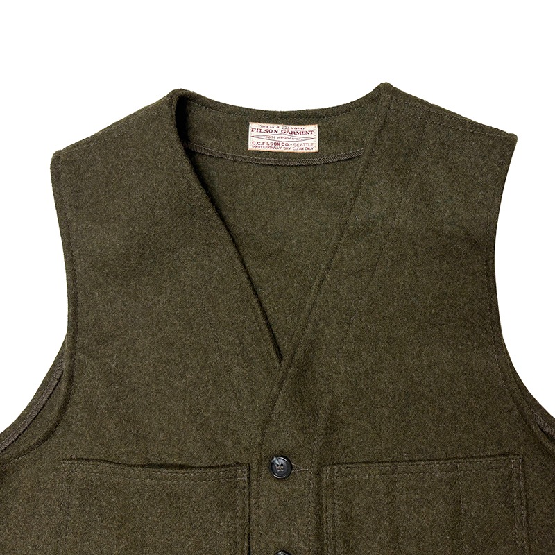 FILSON �ե��륽��MACKINAW WOOL VEST �ޥå��Ρ� ������ �٥��ȡ�col:OLIVE��size:ɽ���ʤ�(L����)��100�� VIRGIN WOOL����USED �桼���ɡۡ���š�