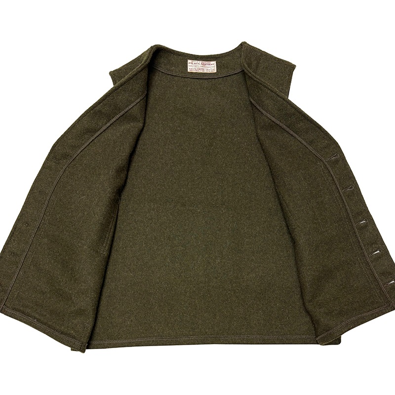 FILSON �ե��륽��MACKINAW WOOL VEST �ޥå��Ρ� ������ �٥��ȡ�col:OLIVE��size:ɽ���ʤ�(L����)��100�� VIRGIN WOOL����USED �桼���ɡۡ���š�
