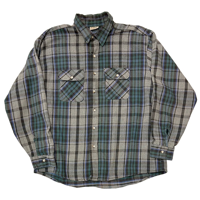 90s��FIVE BROTHER �ե����֥֥饶����L/S Flannel Shirt ���󥰥��꡼�� �ե��ͥ� ����ġ������å�����col:GREEN��GRAY��size:2XL ��VINTAGE ������ơ����ۡ���šۡ�Ź�޻����Բġ�