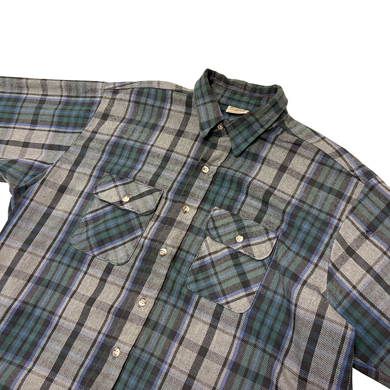 90s��FIVE BROTHER �ե����֥֥饶����L/S Flannel Shirt ���󥰥��꡼�� �ե��ͥ� ����ġ������å�����col:GREEN��GRAY��size:2XL ��VINTAGE ������ơ����ۡ���šۡ�Ź�޻����Բġ�
