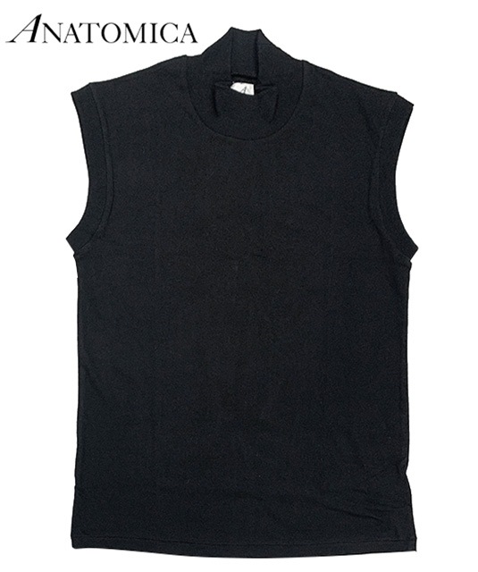 ANATOMICA ���ʥȥߥ���MOCK NECK TEE SLEEVELESS ORGANIC COTTON ��å��ͥå� T����� ���꡼�֥쥹 �������˥å����åȥ�Ladies' ��ǥ�������Women's �����ޥ󥺡�ONE SIZE ��󥵥�����BLACK �֥�å����Ρ����꡼��