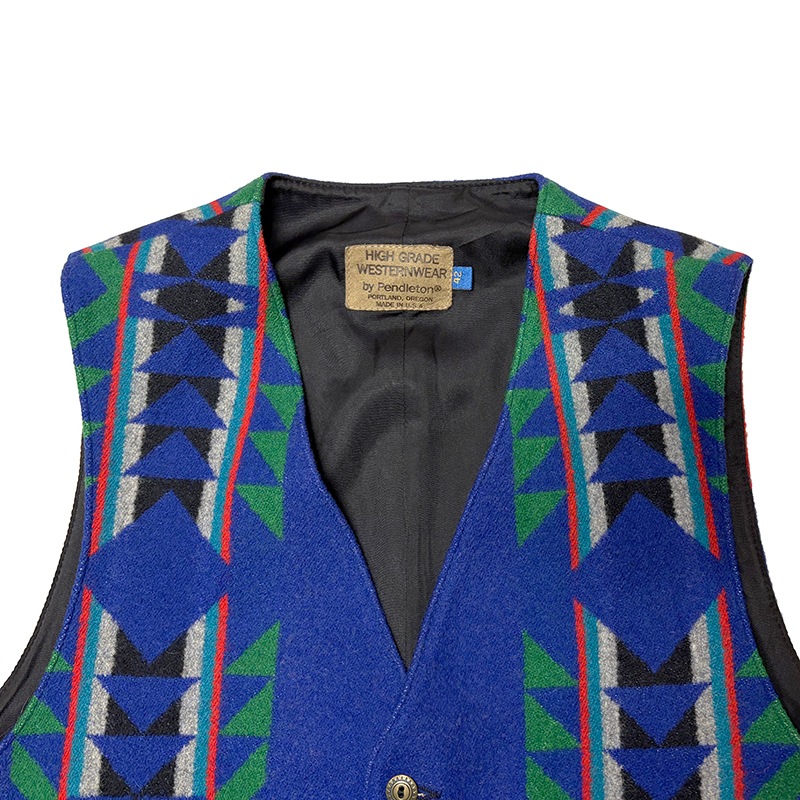 90s��PENDLETON �ڥ�ɥ�ȥ�WOOL VEST ������٥��ȡ��ͥ��ƥ�������col:BLUE��size:42��Made in U.S.A.����OLD ������ɡۡ���š�