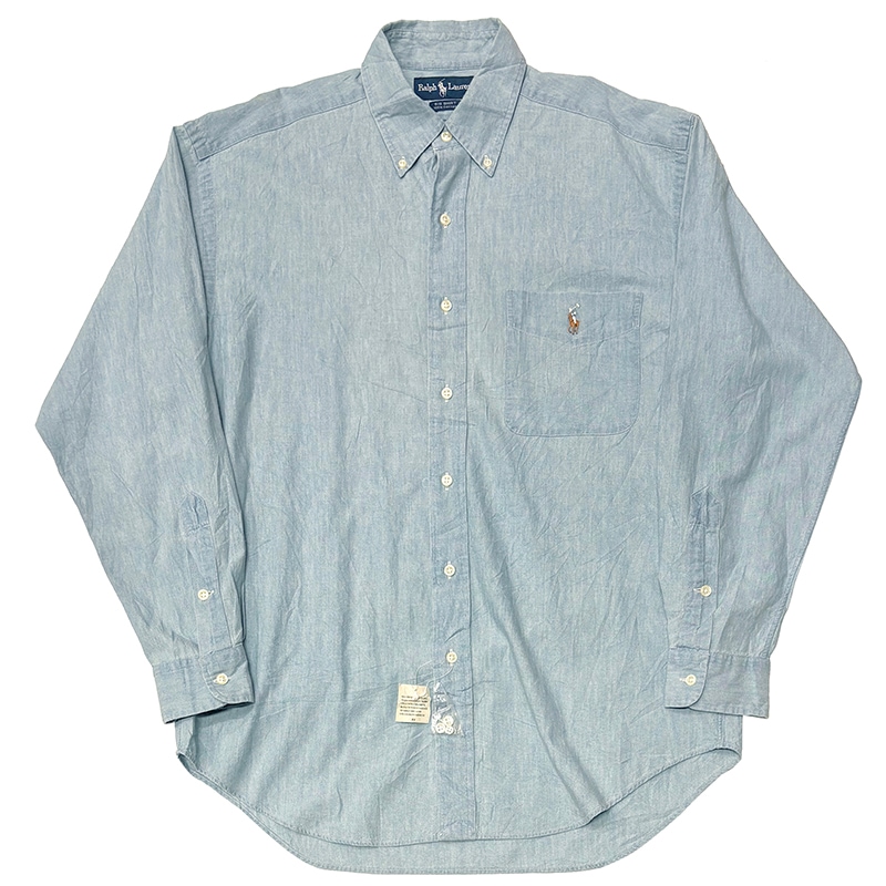 ��DEADSTOCK�� 90s��Ralph Lauren ���ե������CHAMBRAY SHIRT �����֥졼����ġ�"BIG SHIRT" �ӥå�����ġ�col.LT.BLUE��size:S���ڥǥåɥ��ȥå��ۡ���šۡ�Ź�޻����Բġ�