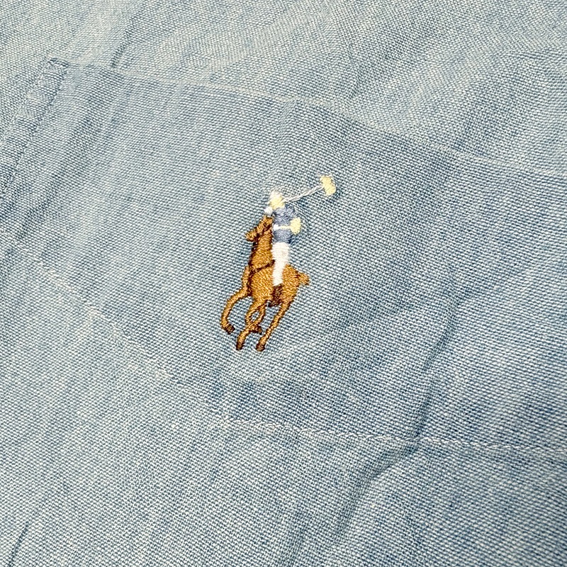 ��DEADSTOCK�� 90s��Ralph Lauren ���ե������CHAMBRAY SHIRT �����֥졼����ġ�"BIG SHIRT" �ӥå�����ġ�col.LT.BLUE��size:S���ڥǥåɥ��ȥå��ۡ���šۡ�Ź�޻����Բġ�