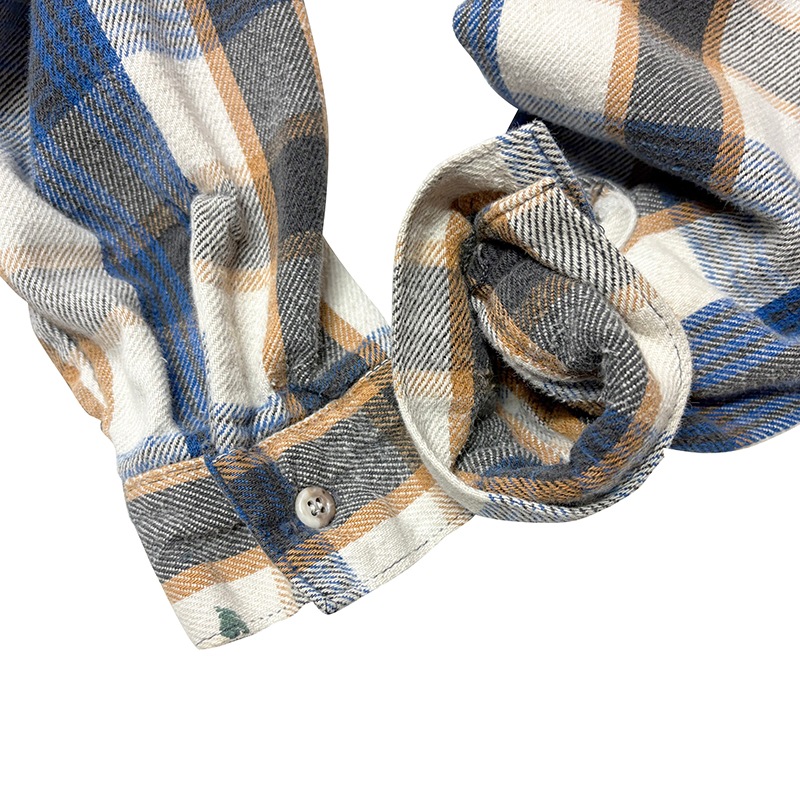 80s��FIVE BROTHER �ե����֥֥饶����L/S Flannel Shirt ���󥰥��꡼�� �ե��ͥ� ����ġ������å�����col:BLUE��ORANGE��size:2XL(18-18 1/2) TALL MAN��Made in U.S.A. ��VINTAGE ������ơ����ۡ���šۡ�Ź�޻����Բġ�