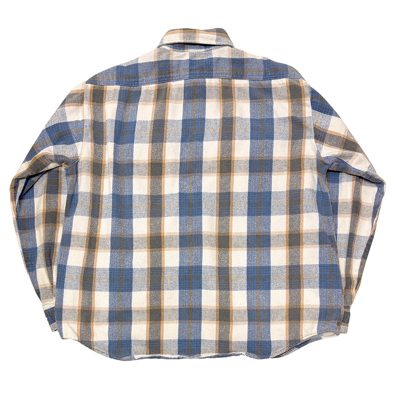80s��FIVE BROTHER �ե����֥֥饶����L/S Flannel Shirt ���󥰥��꡼�� �ե��ͥ� ����ġ������å�����col:BLUE��ORANGE��size:2XL(18-18 1/2) TALL MAN��Made in U.S.A. ��VINTAGE ������ơ����ۡ���šۡ�Ź�޻����Բġ�