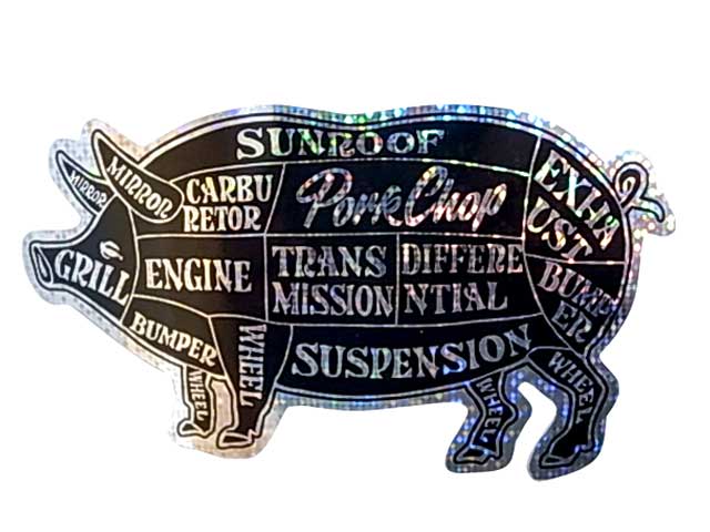 PORKCHOP GARAGE SUPPLY ݡå 졼ץ饤HOLOGRAM PORK STICKERۥ ݡ ƥå2BLACK/RED